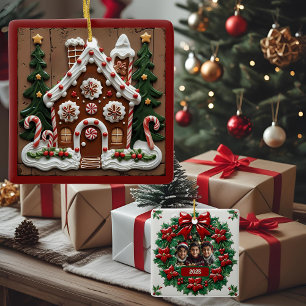 Ornamento De Cerâmica Casa de Pão de Mel de Natal Personalizável