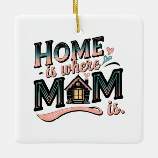 Ornamento De Cerâmica Casa É Onde A Mãe Está, Bonito Presente De Dia de