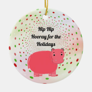 Ornamento De Cerâmica Casa Hippo rosa para feriados