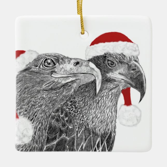 ORNAMENTO DE CERÂMICA CASA NEST EAGLE EYE SPARKLE SANTA HATS (Frente)