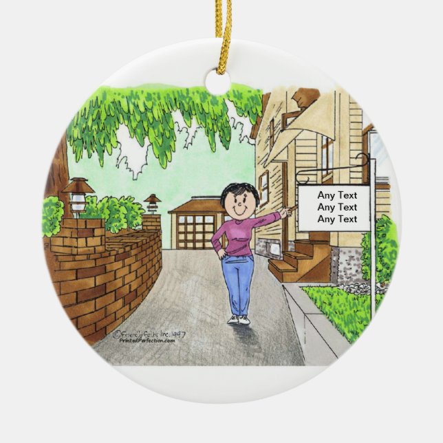 Ornamento De Cerâmica Casa nova - fêmea (Frente)