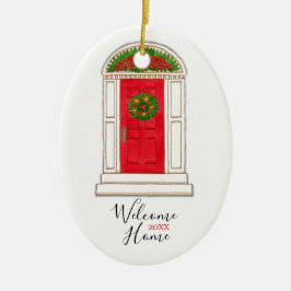 Ornamento De Cerâmica Casa Nova Porta Vermelha