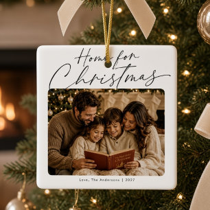 Ornamento De Cerâmica Casa para o Natal Foto Personalizada da Família