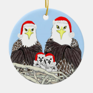 ORNAMENTO DE CERÂMICA CASA STRONGER SWFL EAGLE NEST COBRIR C SANTA HATS