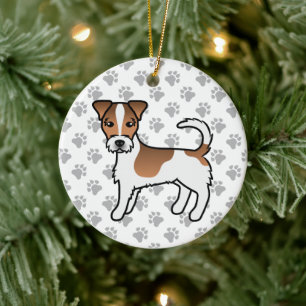 Ornamento De Cerâmica Casaco Branca E Tan Rough Jack Russell Terrier Dog
