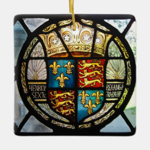 Ornamento De Cerâmica Casaco de Braços Real Tudor Henry VIII Vidro Estam
