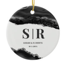 Casais de Agate Geodo Negro Monogramas Natal