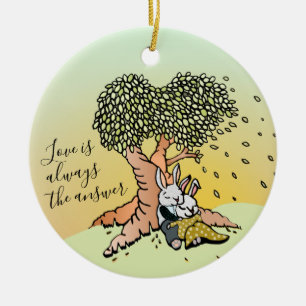 Ornamento De Cerâmica Casais de Natal para a ilustração de Bunnies de 