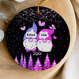 Ornamento De Cerâmica Casal casado do aniversário de Natal