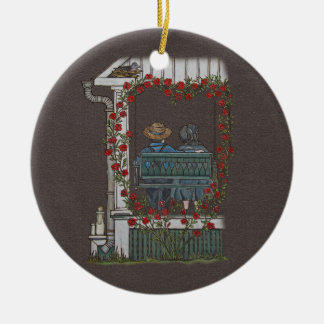 Ornamento De Cerâmica Casal de Amish no balanço do patamar