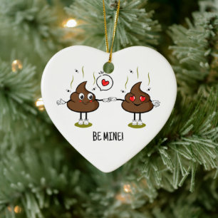 Ornamento De Cerâmica Casal de Amor Emoji de Poop Personalizado