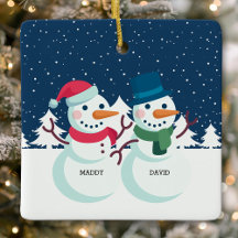Casal de Boneco de Neve Natal Personalizado Fofo