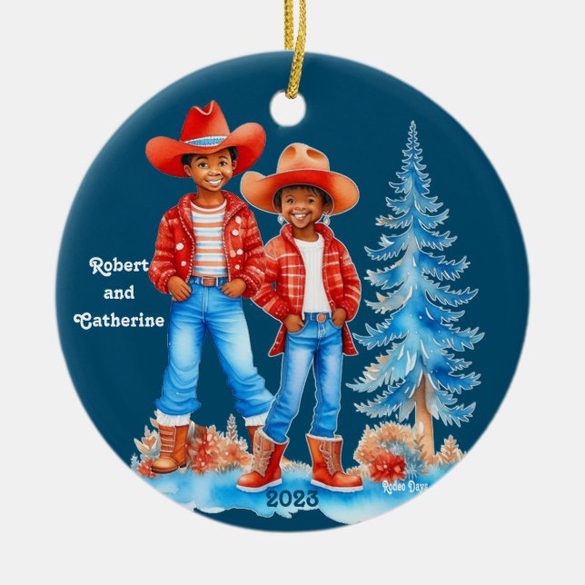 Ornamento De Cerâmica Casal de Natal de Garra Negra (Frente)