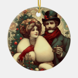 Ornamento De Cerâmica Casal de Natal vitoriano