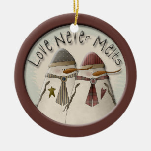 Ornamento De Cerâmica Casal de neve