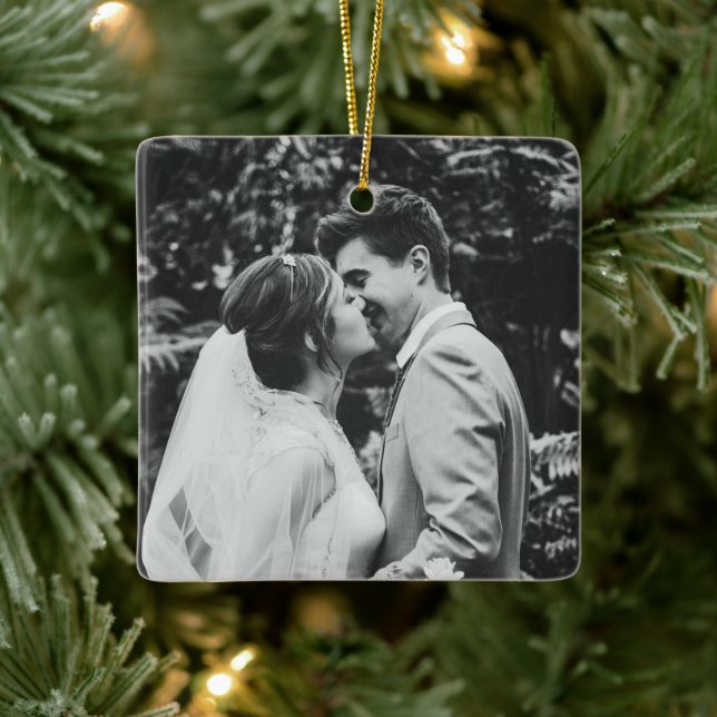 Ornamento De Cerâmica Casal de Notícias de Casamento (Árvore)