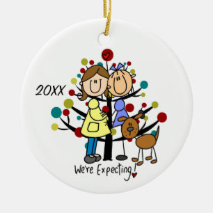 Ornamento De Cerâmica Casal Esperado Dois Mães De Feriado De Cão