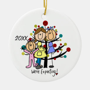 Ornamento De Cerâmica Casal Esperado Pela Família Duas Garota Mães Toddl