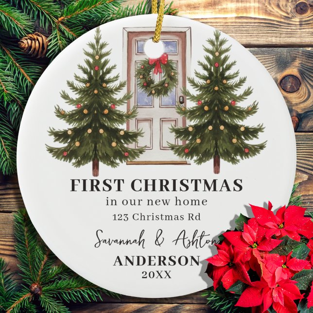 Ornamento De Cerâmica Casal natalino Primeiro Natal (Criador carregado)