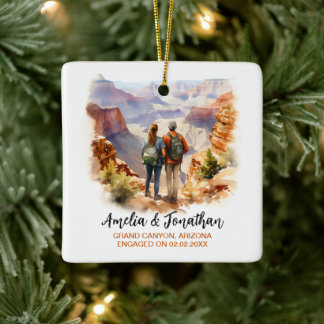 Ornamento De Cerâmica Casal no Grand Canyon Arizona Watercolor Viagem