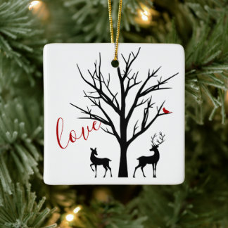 Ornamento De Cerâmica Casal personalizado de veados apaixonados Nosso Na