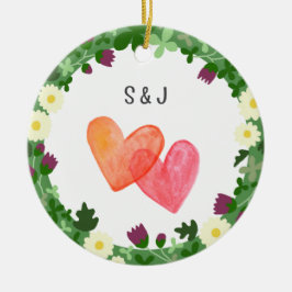 Ornamento De Cerâmica Casal Primeiro Natal Juntos - Novo Presente