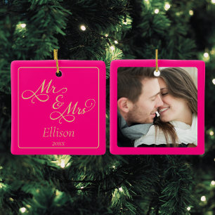 Ornamento De Cerâmica Casal rosa personalizado novo