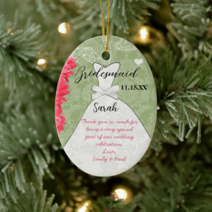 Ornamento De Cerâmica Casamento - Bridesmaid Gerber Daisy - Escolha a Co