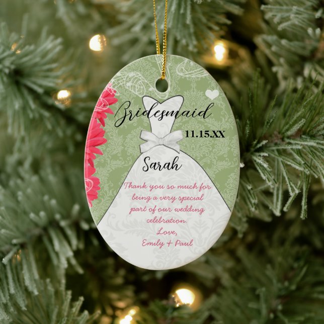 Ornamento De Cerâmica Casamento - Bridesmaid Gerber Daisy - Escolha a Co (Árvore)