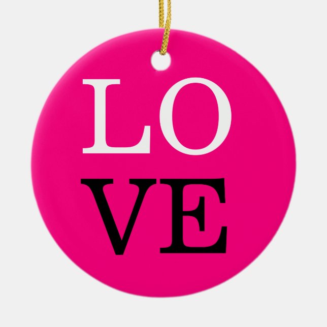 Ornamento De Cerâmica Casamento de Amor com Fundo de rosa (Frente)