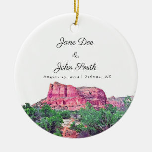 Ornamento De Cerâmica Casamento de Arizona Sedona Personalizado