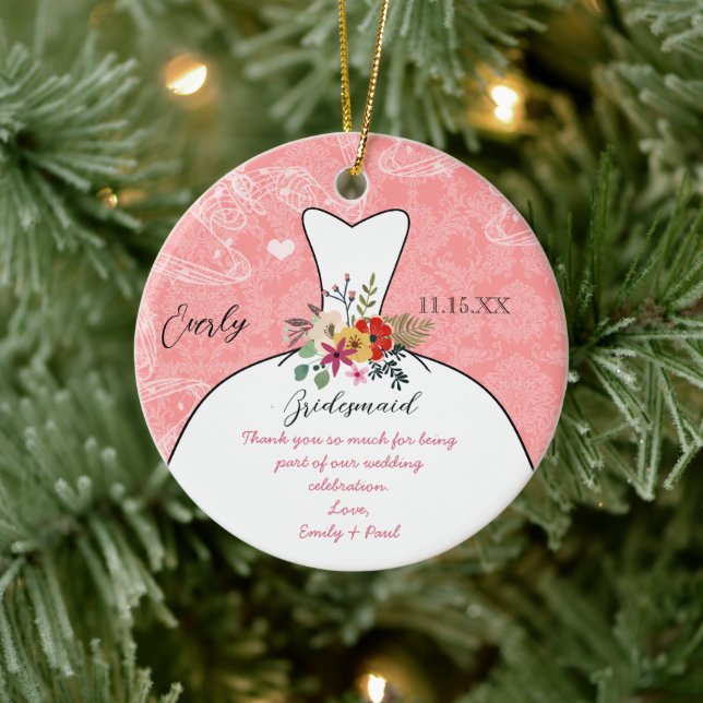 Ornamento De Cerâmica Casamento de Bridesmaid de Casamento - Você Escolh (Árvore)