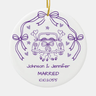 Ornamento De Cerâmica Casamento de Carro de Aniversário Personalizado