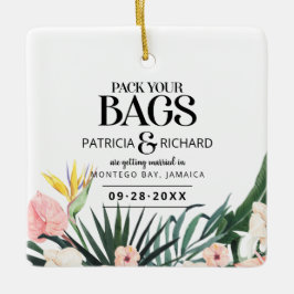 Ornamento De Cerâmica Casamento De Destino Tropical Salvar A Data