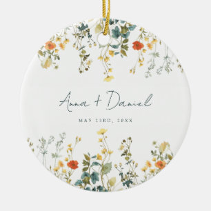 Ornamento De Cerâmica Casamento de Flores Silvestres Elegantes