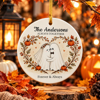 Ornamento De Cerâmica Casamento de Halloween Personalizado