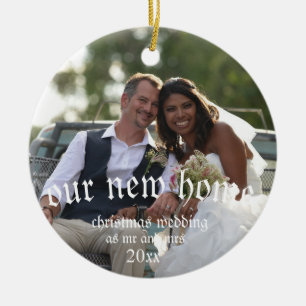 Ornamento De Cerâmica casamento de Natal, nosso primeiro casamento, Nata
