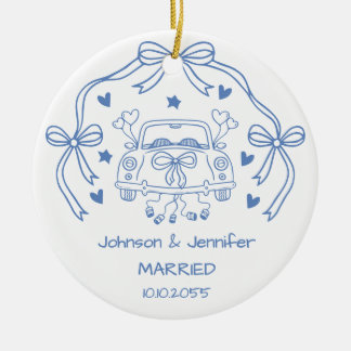 Ornamento De Cerâmica Casamento de Recens casados personalizados
