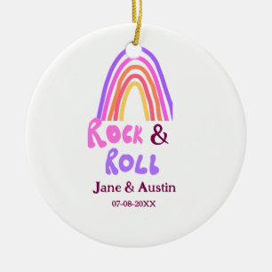Ornamento De Cerâmica Casamento de rock & roll adicionar nome do casal a