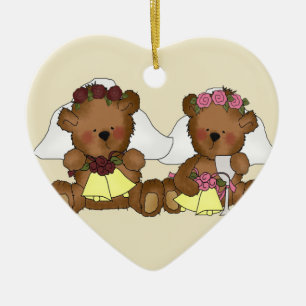 Ornamento De Cerâmica Casamento de Teddy Bear Brides