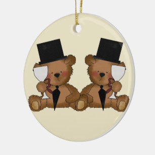 Ornamento De Cerâmica Casamento de Teddy Bear Grooms