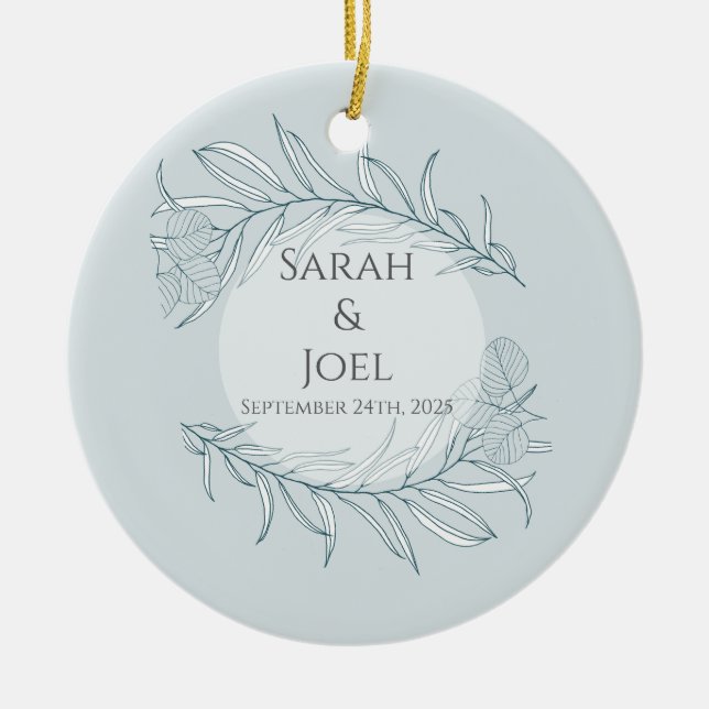 Ornamento De Cerâmica Casamento Elegante Boho Wildflower (Frente)