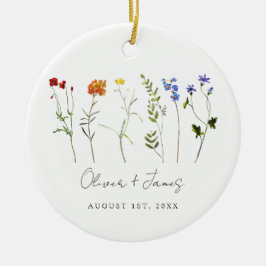 Ornamento De Cerâmica Casamento Floral Mínimo de Orgulho gay LGBTQ de Fl