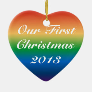 Ornamento De Cerâmica casamento gay Primeiro Natal COMO CASAL CASADO