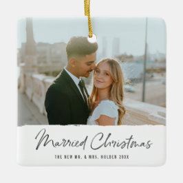Ornamento De Cerâmica Casamento Moderno Natal Recém-casados 2 Fotos