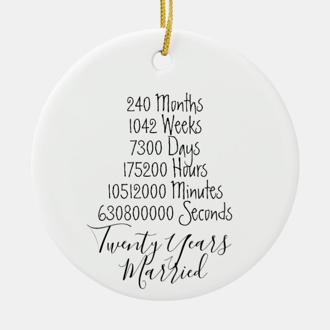 Ornamento De Cerâmica Casamento no 20 do vigésimo aniversário (Frente)