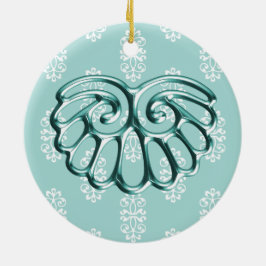 Ornamento De Cerâmica Casamento tema damasco Teal Salvar a Data