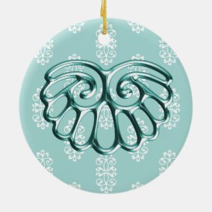 Ornamento De Cerâmica Casamento tema damasco Teal Salvar a Data