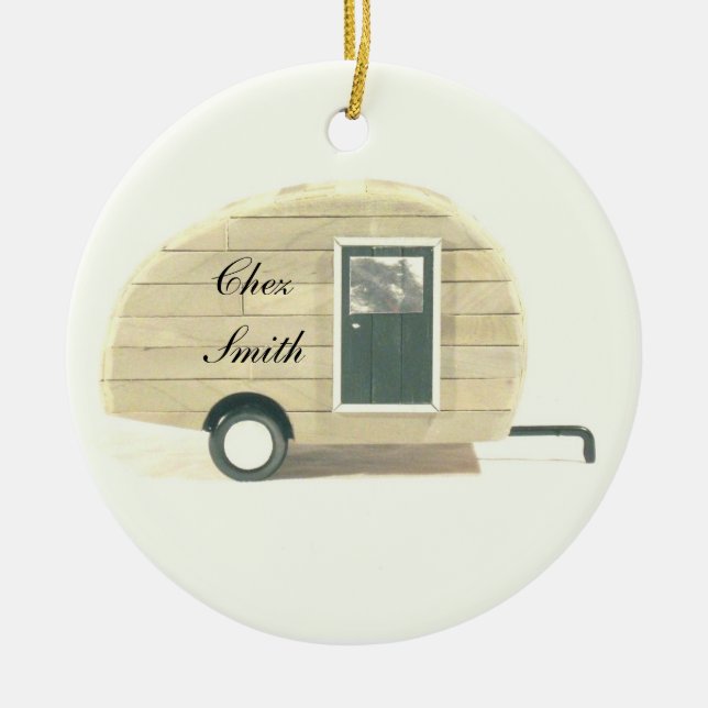 Ornamento De Cerâmica Casas minúsculas da caravana da lágrima (Frente)