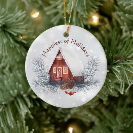 Ornamento De Cerâmica Casinha de inverno encantadora personalizada Natal
